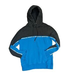 American Eagle Size Small Pullover Hoodie Mens Blue Black Sweatshirt S LS  AE